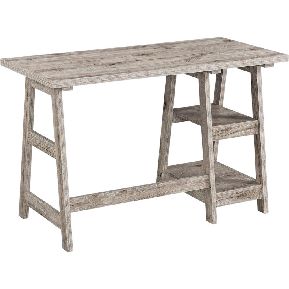 Sturdy Office Desk With Shelves And Melamine Finish For Workspace Efficiency