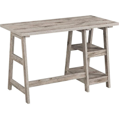 Sturdy Office Desk With Shelves And Melamine Finish For Workspace Efficiency
