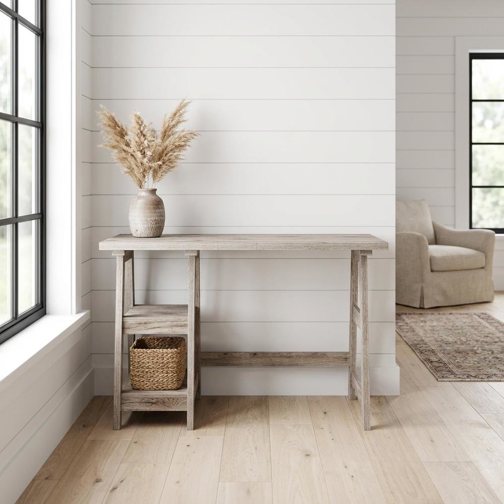Sturdy Office Desk With Shelves And Melamine Finish For Workspace Efficiency