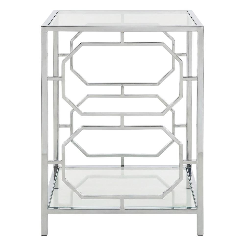 Modern Chrome End Table with Sleek Metal Frame and Minimalist Design