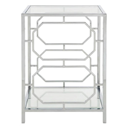 Modern Chrome End Table with Sleek Metal Frame and Minimalist Design
