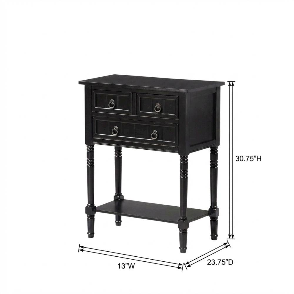 Black Hall Table, Rubberwood and MDF, Slim Entryway Console