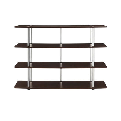 Espresso TV Stand for 55-Inch Screens with 4-Tier Highboy Design and Steel Poles