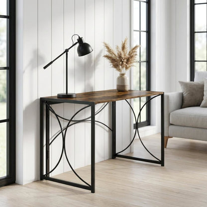 Compact Brown Folding Desk With Sturdy Construction And Space-Saving Design