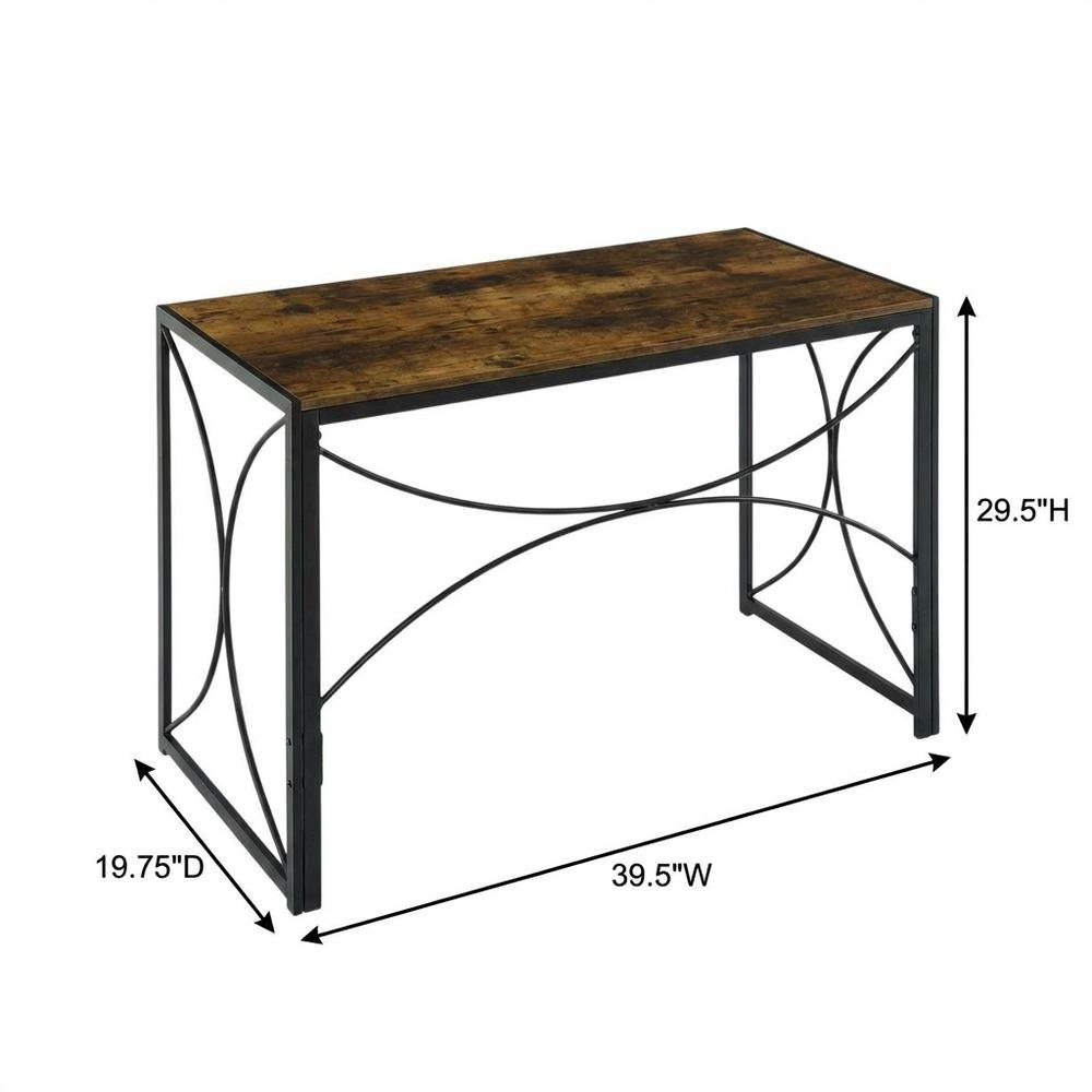 Compact Brown Folding Desk With Sturdy Construction And Space-Saving Design