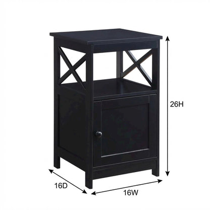 Wooden End Table with Cabinet for Living Room or Bedroom Use