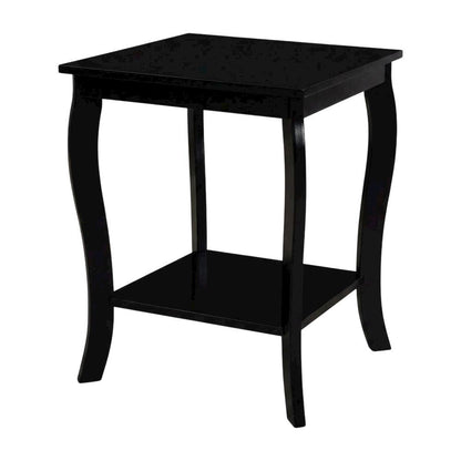 Black square end table with modern design for living room or bedroom use