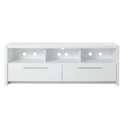 White TV Stand with Cabinets and Shelves for TVs up to 65 Inches