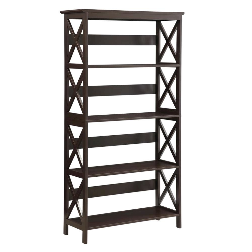 Wooden 5-Tier Bookcase with Non-Lead Base Paint Finish for Home Storage