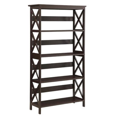 Wooden 5-Tier Bookcase with Non-Lead Base Paint Finish for Home Storage