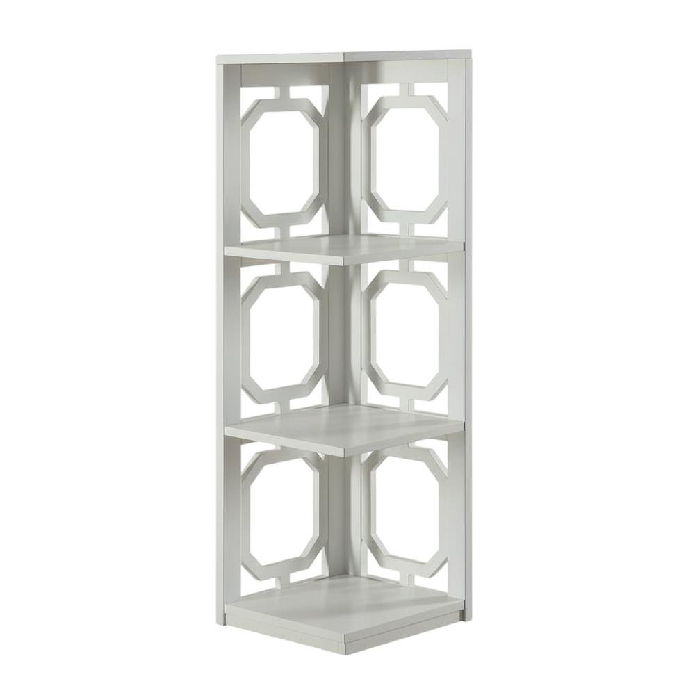 White 3-Tier Corner Bookcase with Space-Saving Design