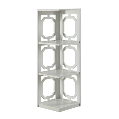 White 3-Tier Corner Bookcase with Space-Saving Design
