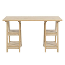 Modern Distressed Wood Desk With Shelves, Mdf And Melamine Construction