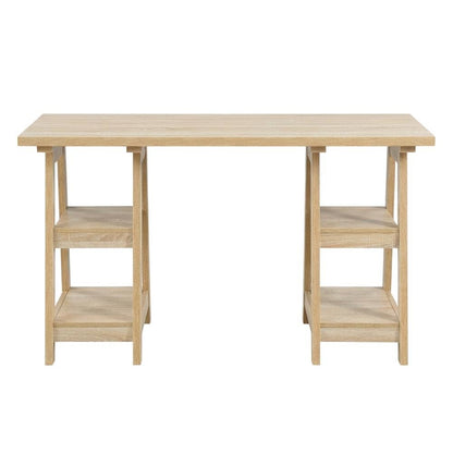Modern Distressed Wood Desk With Shelves, Mdf And Melamine Construction