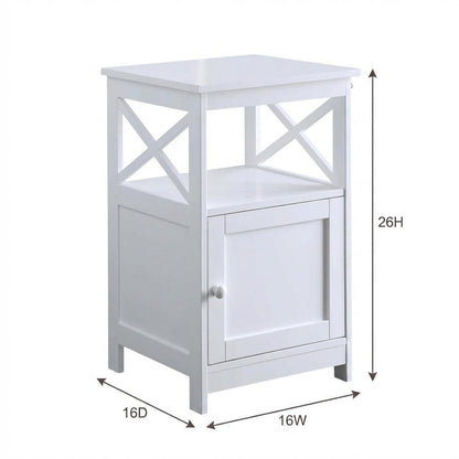 Black wooden end table with storage cabinet for living room or bedroom