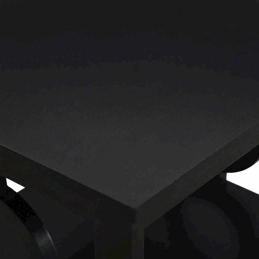 Black wooden end table with modern design and sleek finish