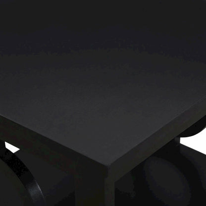 Black wooden end table with modern design and sleek finish