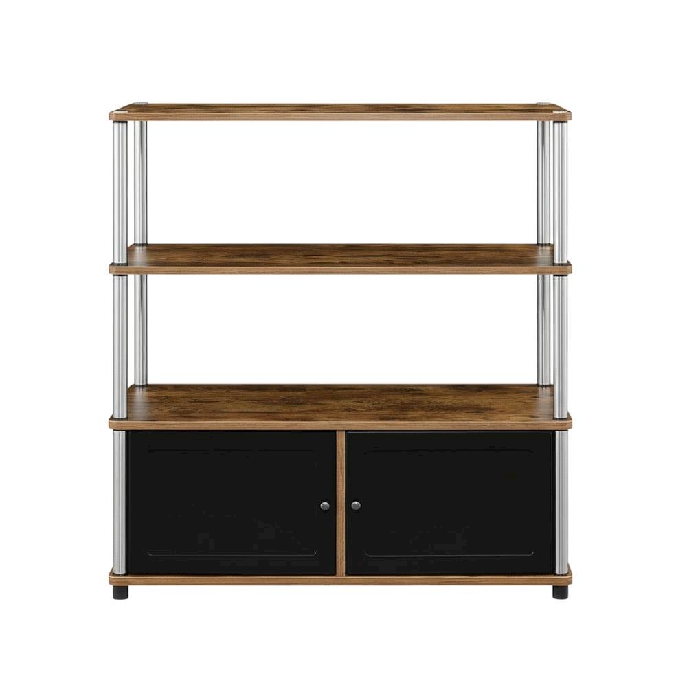 Barnwood TV Stand with Storage Cabinets and Shelves for 40-Inch TVs