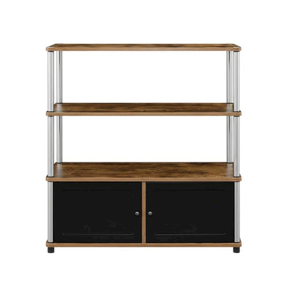 Barnwood TV Stand with Storage Cabinets and Shelves for 40-Inch TVs