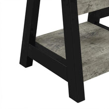 Modern Trestle Desk With Shelves In Faux Birch And Black Finish For Office Space