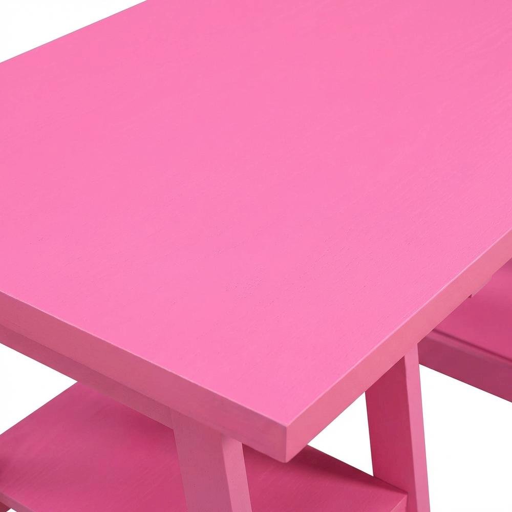 Contemporary Double Trestle Desk With Shelves In Durable Mdf Finish