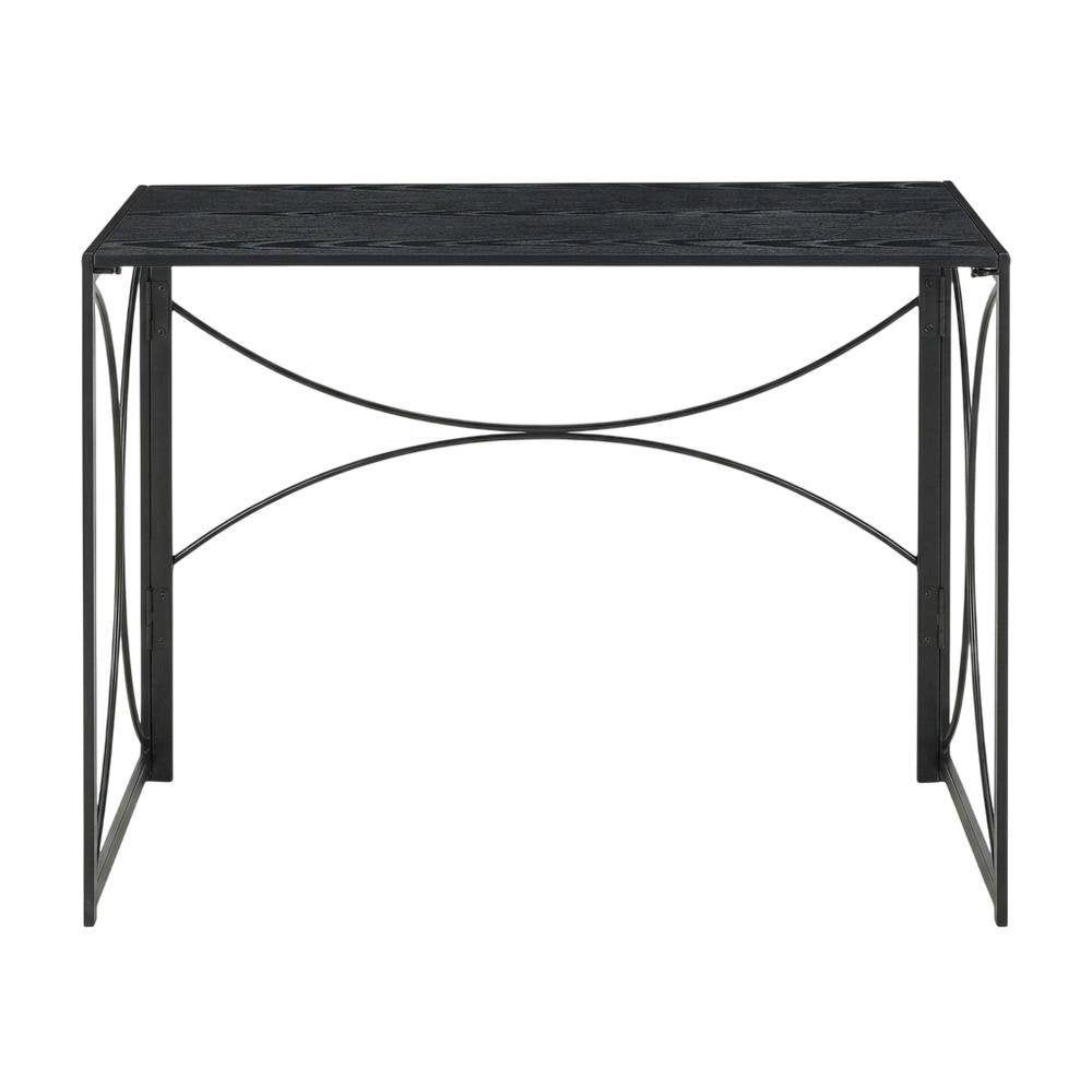 Black Folding Desk With Compact, Space-Saving Design And Sturdy Construction
