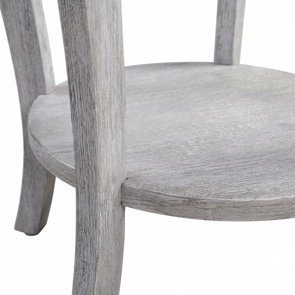 Round End Table with Distressed Finish and Sturdy Construction