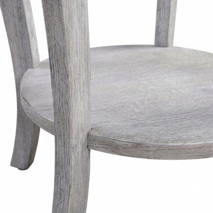 Round End Table with Distressed Finish and Sturdy Construction