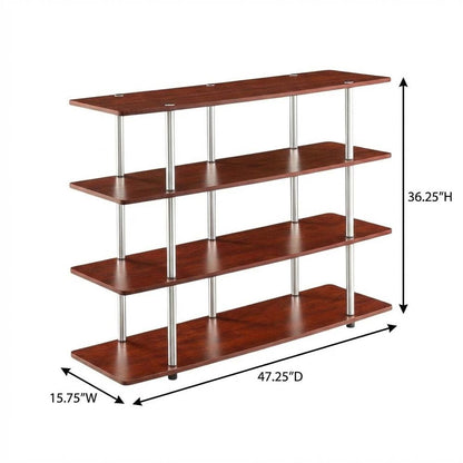 Cherry TV stand with no tools, 4-tier design, for TVs up to 55 inches