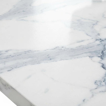 White Faux Marble Trestle Desk With Shelves And Mdf Construction