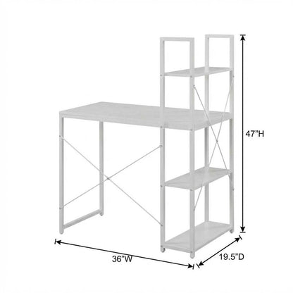 White Office Workstation Desk With Shelves For Home And Workspace