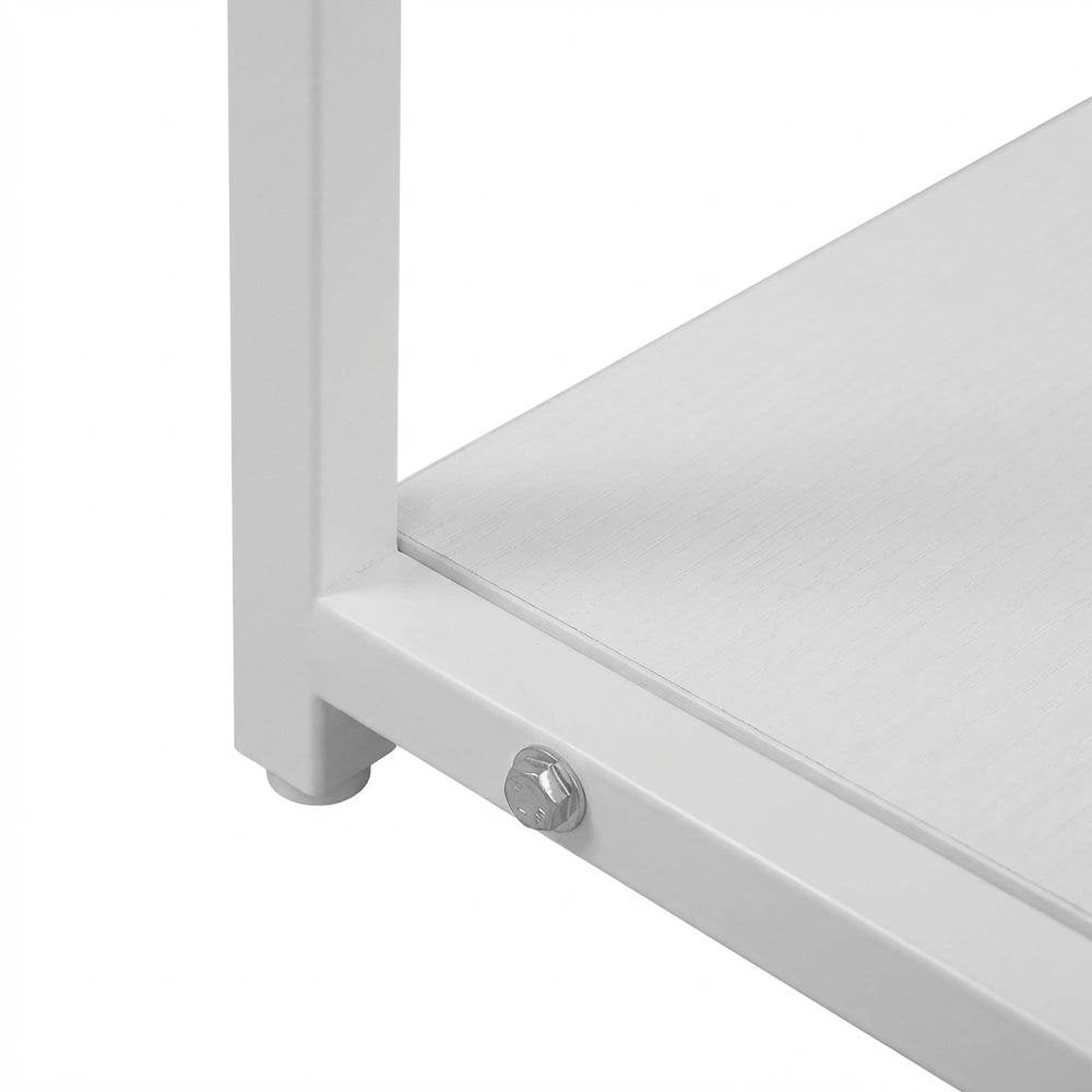 White Office Workstation Desk With Shelves For Home And Workspace