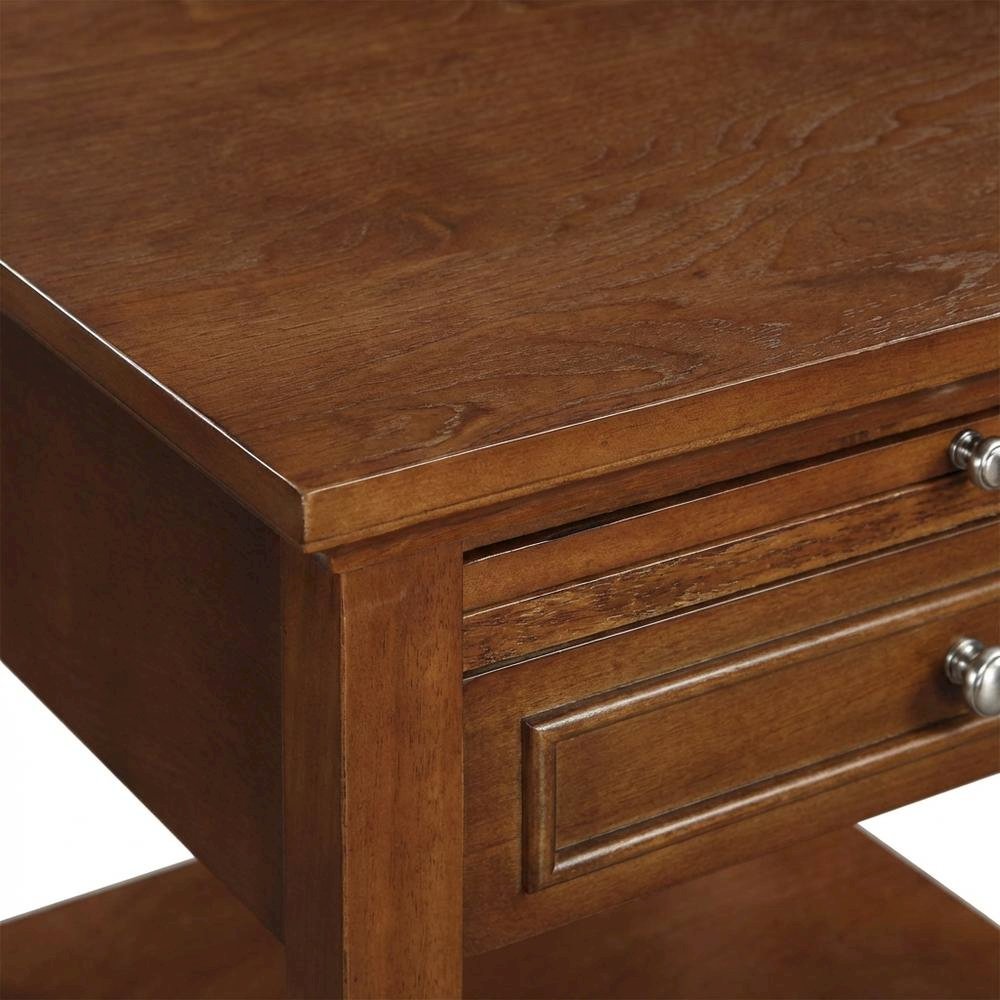 Wooden End Table with Drawer and Slide for Living Room Decor