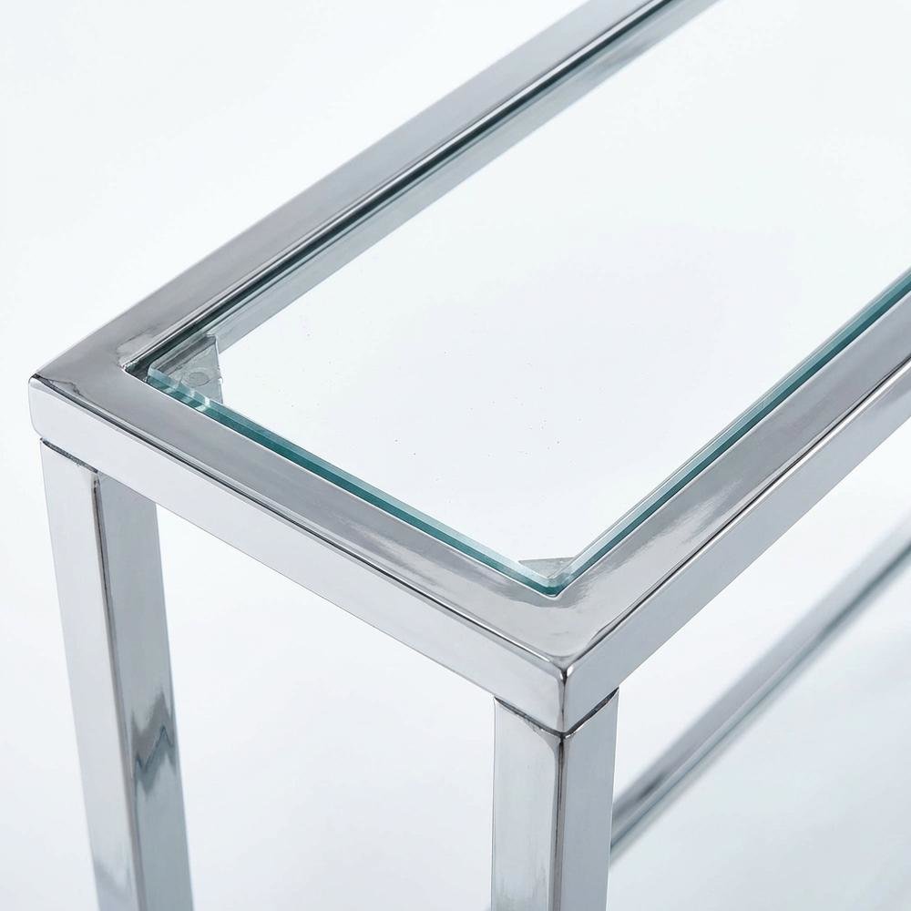 Chrome Console Table with Sleek Finish and Modern Design