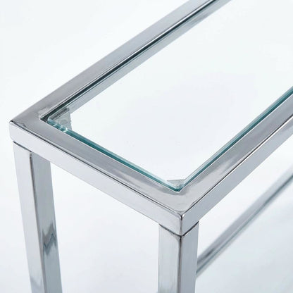 Chrome Console Table with Sleek Finish and Modern Design