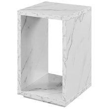 White Faux Marble End Table with Shelf for Living Room Use
