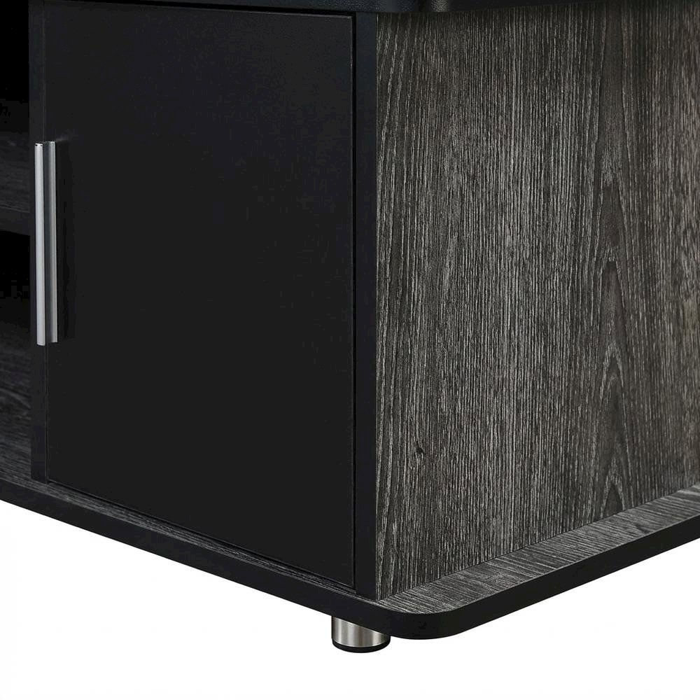 Weathered Gray/Black TV Stand with Melamine Veneer and Sturdy Construction