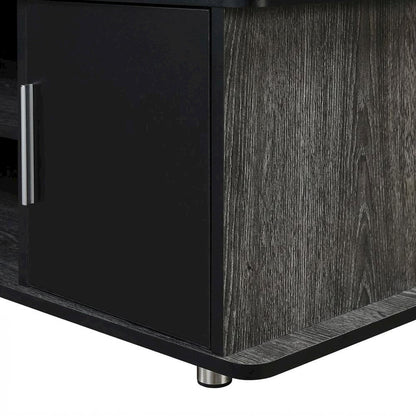 Weathered Gray/Black TV Stand with Melamine Veneer and Sturdy Construction