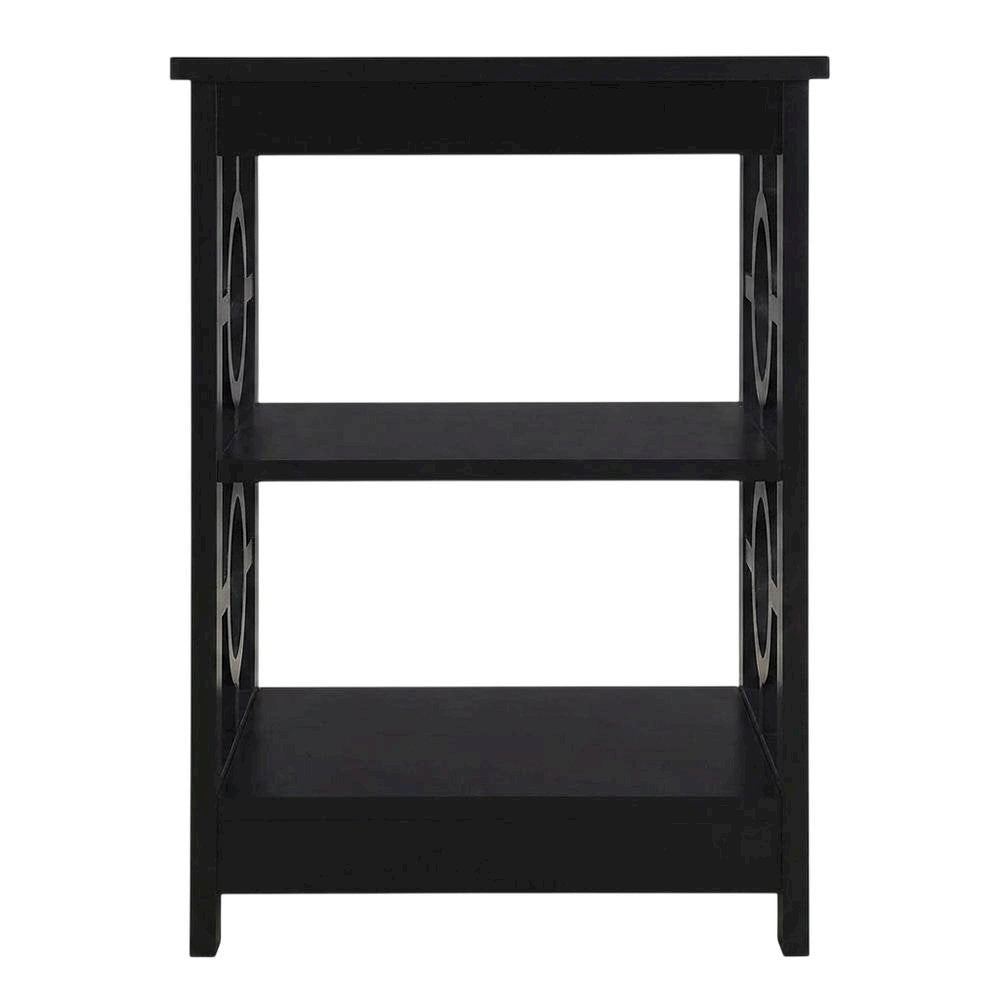 Black wooden end table with modern design and sleek finish