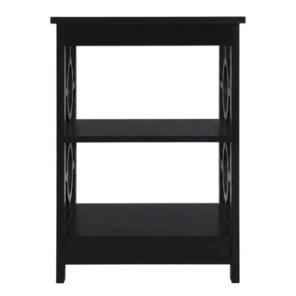 Black wooden end table with modern design and sleek finish