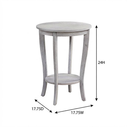 Round End Table with Distressed Finish and Sturdy Construction