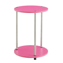Pink 2-Tier Round End Table with Modern Design and Sturdy Construction