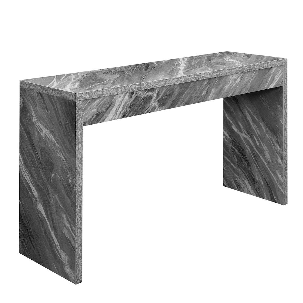 Console Desk, White, 48 Inch, Versatile, Faux Marble Top