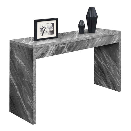 Console Desk, White, 48 Inch, Versatile, Faux Marble Top