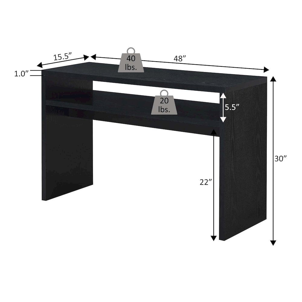 Deluxe Console Table with Spacious Top, Storage Shelf, White Finish, 30-inch