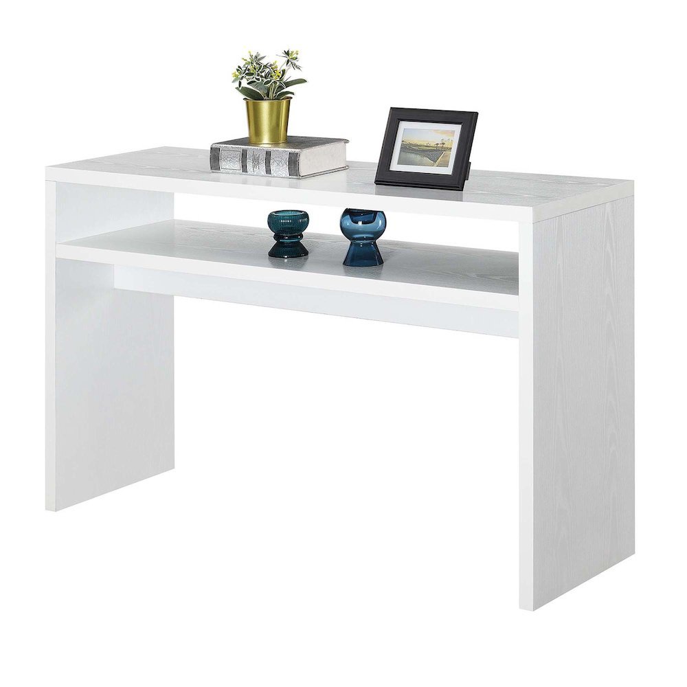 Deluxe Console Table with Spacious Top, Storage Shelf, White Finish, 30-inch