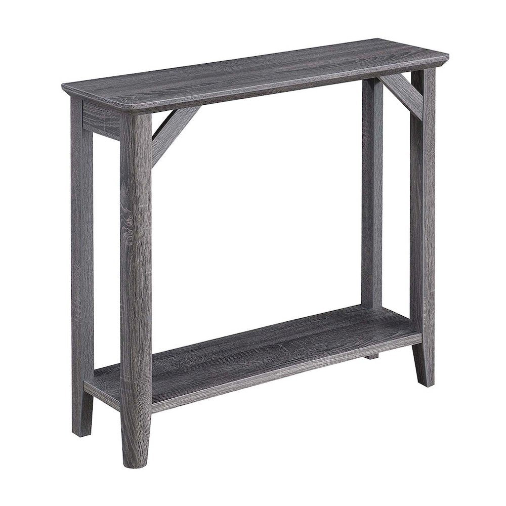 Winston Hall Table with 2 Tiers of Shelves, Woodgrain Finish, Gray, 36" Wide