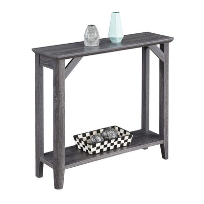 Winston Hall Table with 2 Tiers of Shelves, Woodgrain Finish, Gray, 36" Wide