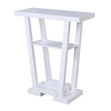 Newport Console Table with Two Shelves, Versatile Use in White Woodgrain Finish
