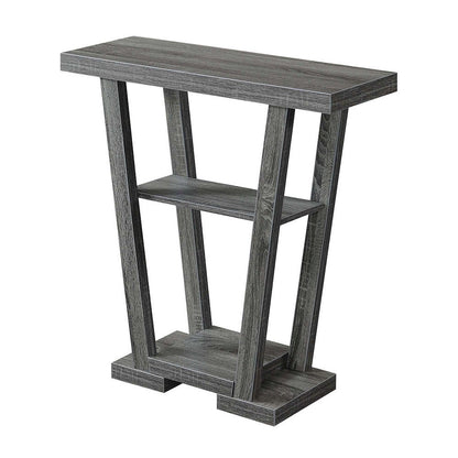Console Table, Gray Woodgrain, 2 Shelves, Entryway, Sofa